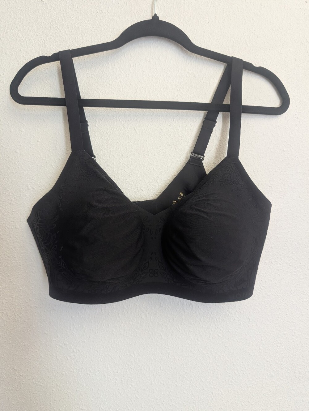 Honeylove Silhouette Roses Vamp Wireless Bra Black Velvet Size XL 38D/DD - Picture 3 of 8